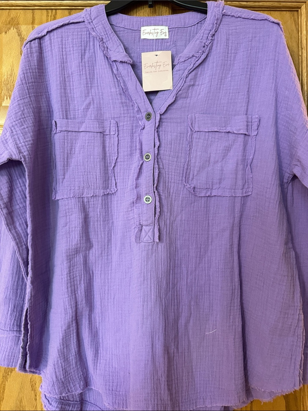Everyday Evie Lavender Gauze Button-Front Shirt